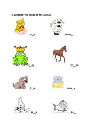 English worksheet: Animals