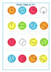 English Worksheet: WHAT TIME IS IT?