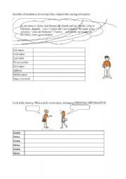 English Worksheet: personal information