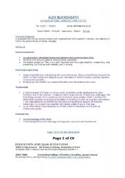 English Worksheet: cv writing