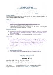 English worksheet: cv writing