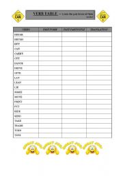 English worksheet: Verb list 2