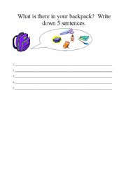 English worksheet: classroom objects