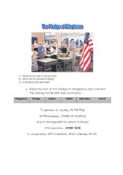 English Worksheet: The Pledge of Allegiance