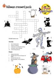 English Worksheet: Halloween crossword puzzle