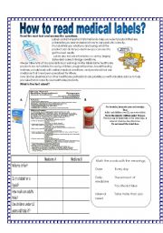 English Worksheet: How to read medical labels?