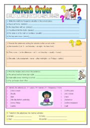 English Worksheet: Adverb Order