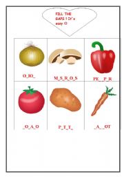 English worksheet: VEGETABLES- gap filling