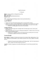 English Worksheet: Rain Forest Lesson Plan