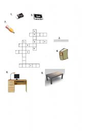 English worksheet: classroom- crossword