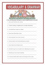 English Worksheet: VOCABULARY & GRAMMAR