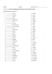 English worksheet: matching verb quiz