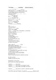 English worksheet: the boy does nothing lyrics