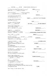 English worksheet: You are the music in me (High School Musical)