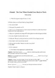 English Worksheet: Friends Video Activity: TOW Rachel goes back to work