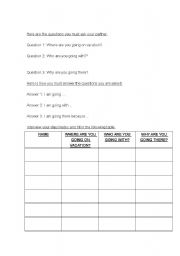 English worksheet: Vacation Survey