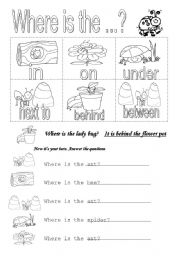 English Worksheet: Where is the ...? Prepostions 