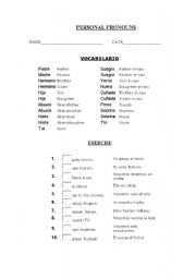 English worksheet: PERSONAL PRONOUNS