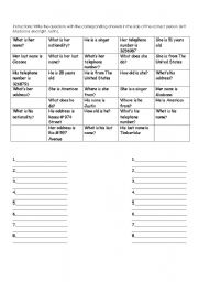 English worksheet: relate the questions