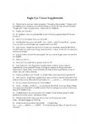 English worksheet: Eagle Eye Vision Supplements