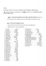 English Worksheet: countable and uncountable nouns