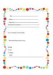 English Worksheet: Story map