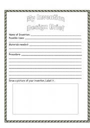 English Worksheet: Invention Design Brief