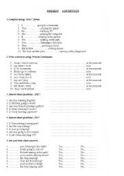 English Worksheet: Present Continuous  -  exercises