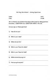 English worksheet: Asking Questions