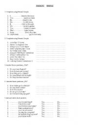 English Worksheet: Present Simple  -  exercises