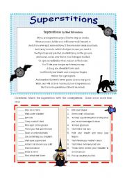 English Worksheet: Superstitions