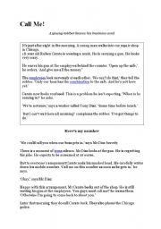 English worksheet: Call Me! (short story)