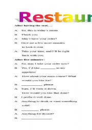 English Worksheet: Conversation used for ordering