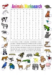 English Worksheet: Animals Worksearch