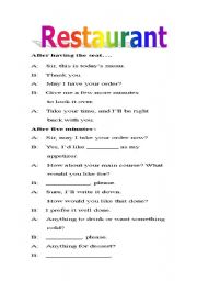 English Worksheet: Worksheet for students to know how to order in the restaurant