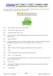 English worksheet: A fun day