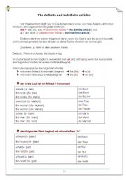 English worksheet: The definite and indefinite articles for Germans