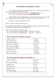 English Worksheet: The definite and indefinite articles for Germans