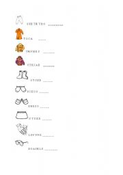 English Worksheet: clothes