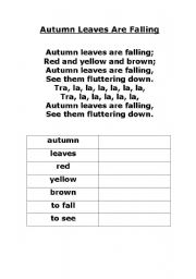 English worksheet: Autumn Leaves