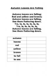 English Worksheet: Autumn Leaves