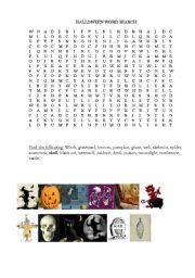 English Worksheet: Halloween Word Search