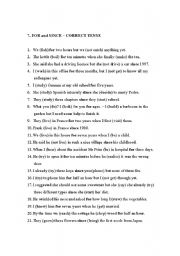 English Worksheet: For and Since- correct form of the verb