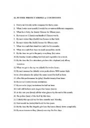 English Worksheet: Future perfect simple or continuous