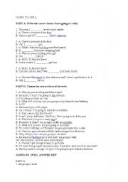 English Worksheet: Going to or will