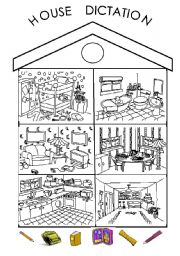 English Worksheet: House dictation