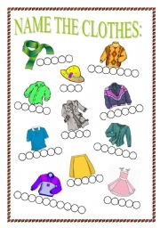 English Worksheet: NAME THE CLOTHES