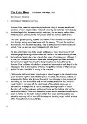 English Worksheet: the extra hour putting the clocks back/forward