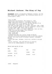 English Worksheet: MJ Bio Past Tense