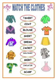 English Worksheet: MATCH THE CLOTHES